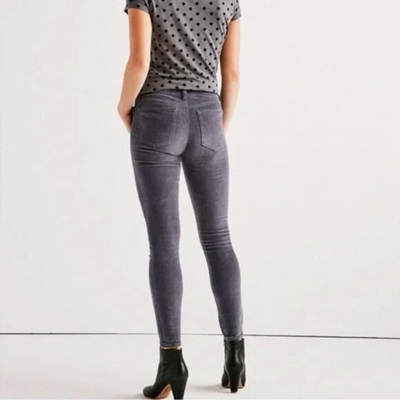 Lucky Brand Womens Ava Skinny Jeans Gray Size 6/28 Corduroy Stretch Mid Rise - Picture 2 of 7